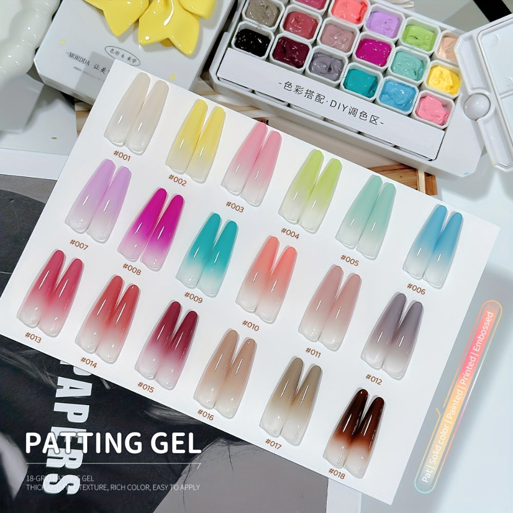 Gel Nail Polish Set with MORDDA Label, 18 Cloud Souffle Patting Colors in Autumn Winter Palette