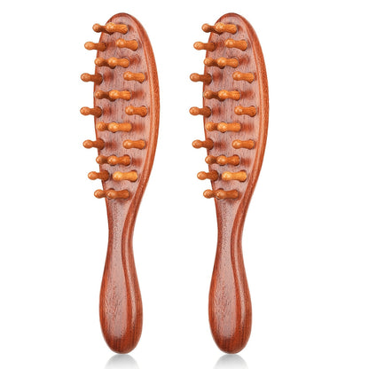 Sandalwood Loc Comb Wide Tooth 2 Pcs Wooden Ergonomic Detangling Comb for Dreads Locs Curly, for Home, Travel and Salon Hair Styling