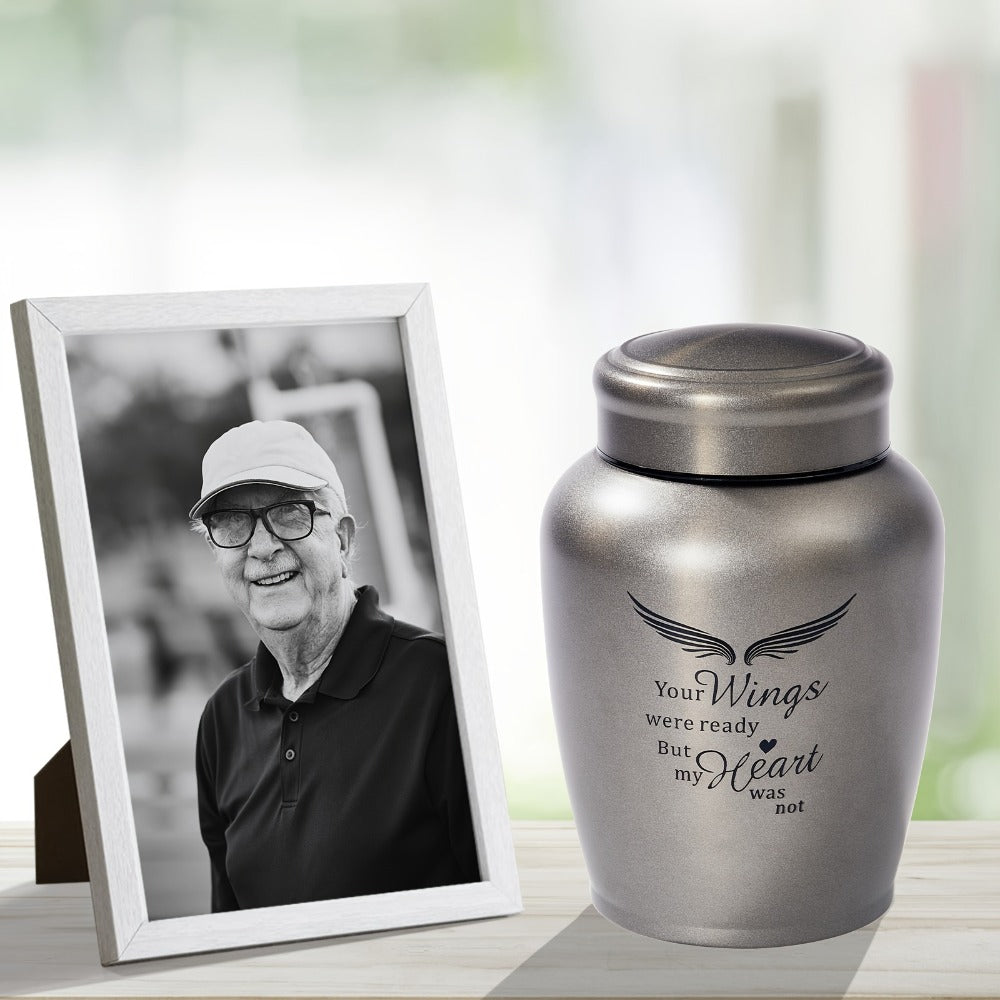 Cremation Urn for Human Ashes Large 8.5 Inch Stainless Steel Burial Urn for Adult Male Female