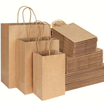 Brown Kraft Paper Gift Bags 150-Piece Mixed-Size Pack with Handles and Source-Listed 110G Paper
