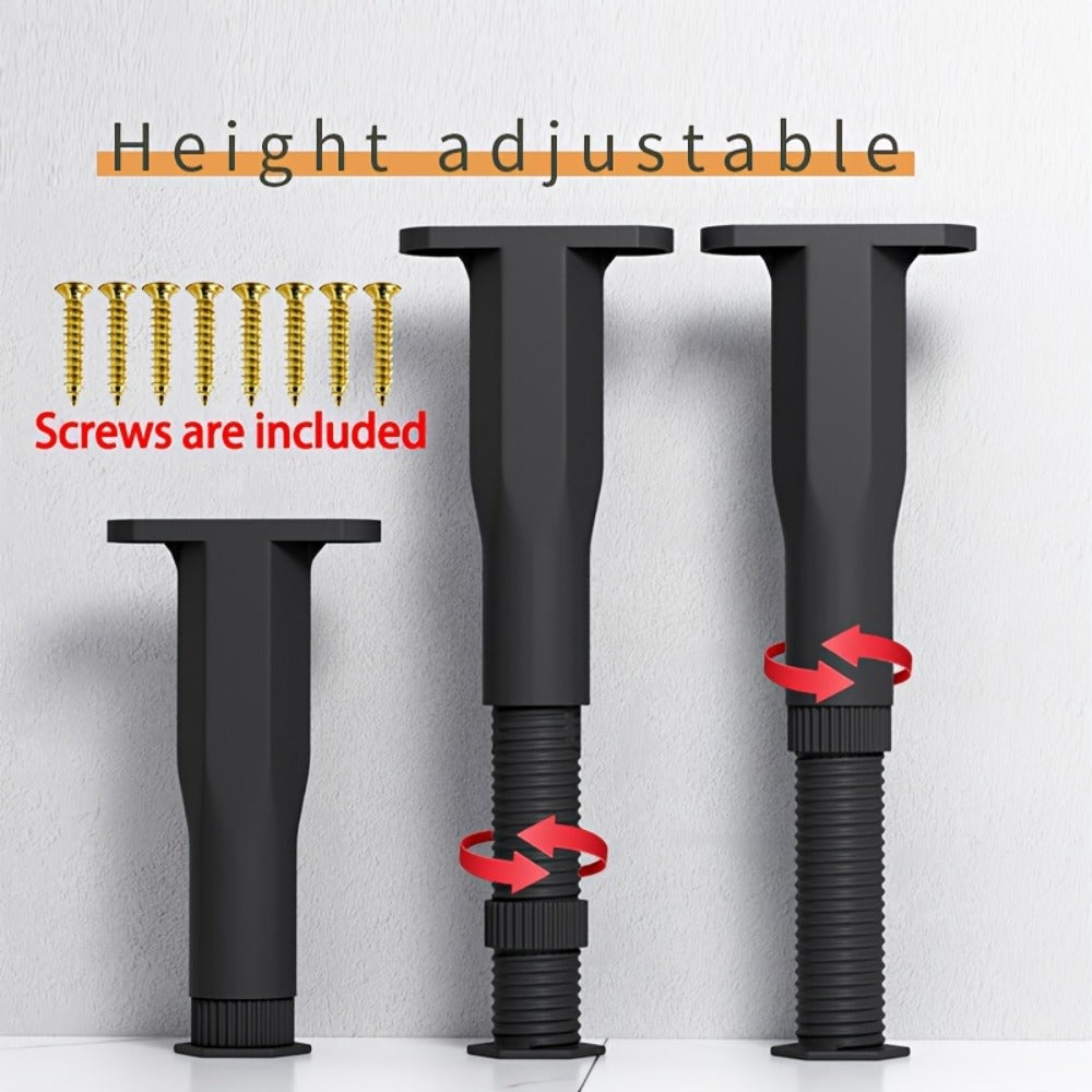 Adjustable Furniture Legs Bed Frame Support 4-Pack, Durable Plastic Feet Pads with Enhanced Grip Base for Bed Sofa Dresser