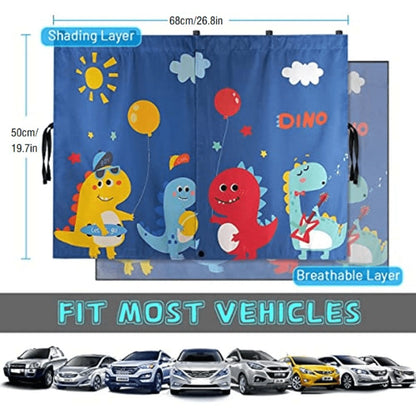 Magnetic Car Window Sunshade – Double Layer Side Window Sun Shade Curtain for UV & Heat Protection | Kids & Baby Car Shade | Blue