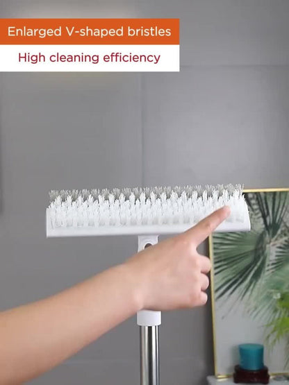 Floor Scrub Brush 52 Inch Long Handle Double-Sided V-Shaped Triangle Head Stiff Bristles for Home Cooking, Dining and Outdoor Meals