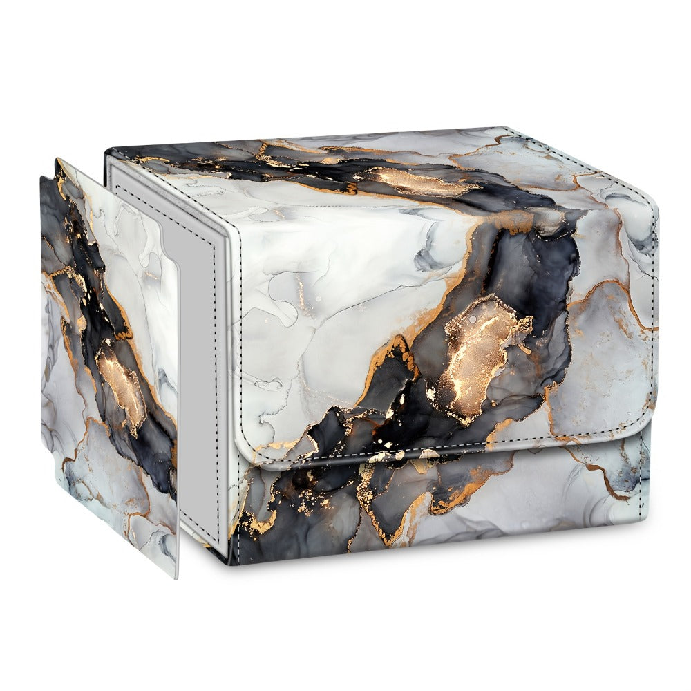 Magnetic Trading Card Deck Box with Six Marble-Style Color Options, Divider and Pictured 10.5 cm Width