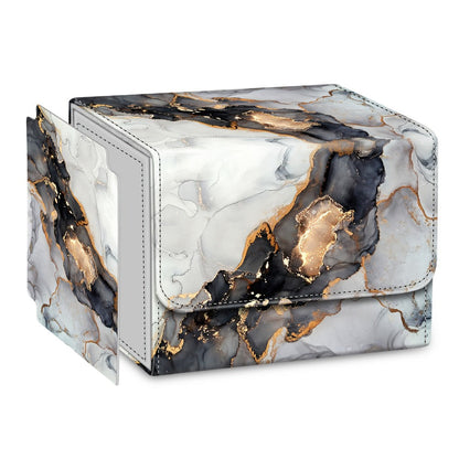 Magnetic Trading Card Deck Box with Six Marble-Style Color Options, Divider and Pictured 10.5 cm Width