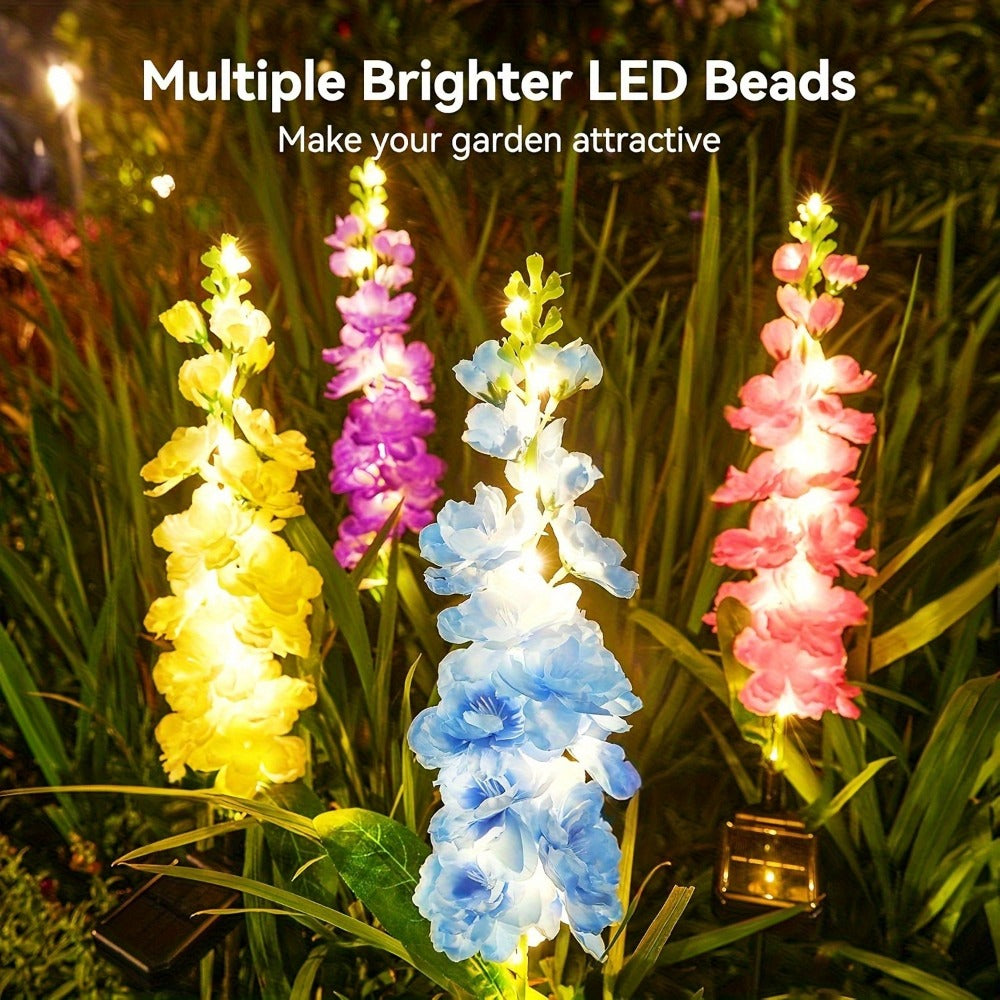 Solar Garden Lights 2-Pack Delphinium Flower Stakes, 27 Inch, 36 LEDs and 600mAh Battery Set