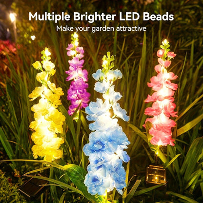 Solar Garden Lights 2-Pack Delphinium Flower Stakes, 27 Inch, 36 LEDs and 600mAh Battery Set