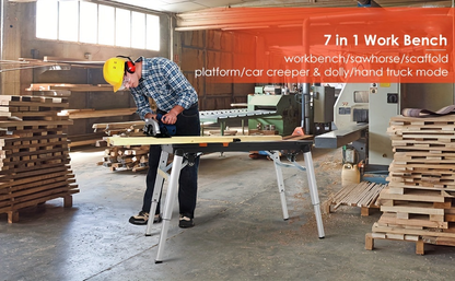 7in 1 Multifunctional Work Benches, Folding Work Table for Garage, As Portable Workbench, Sawhorse