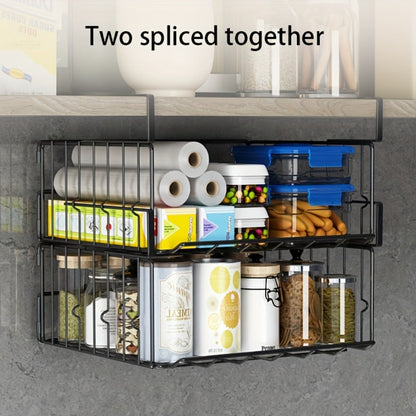 Wall Mount Foldable Storage Basket – Metal Organizer, Collapsible Space Saving for Kitchen Cabinet
