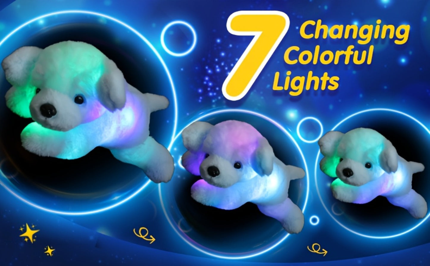 Plush Toy Blue Puppy with Light-Up Body and Music for Colorful Interactive Room Display and Gifting