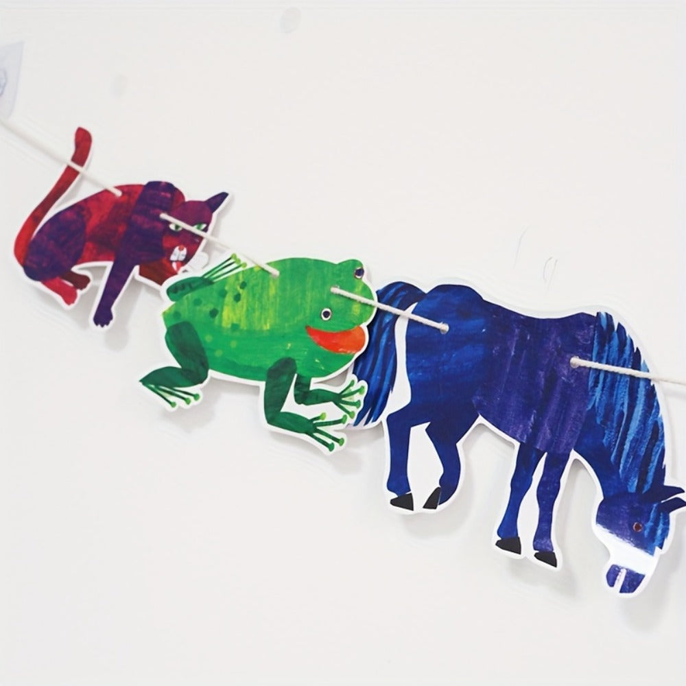Brown Bear and Friends Paper Banner Garland 3 Meter Educational Wall Decoration Nursery for Entryways, Bedrooms and Living Spaces