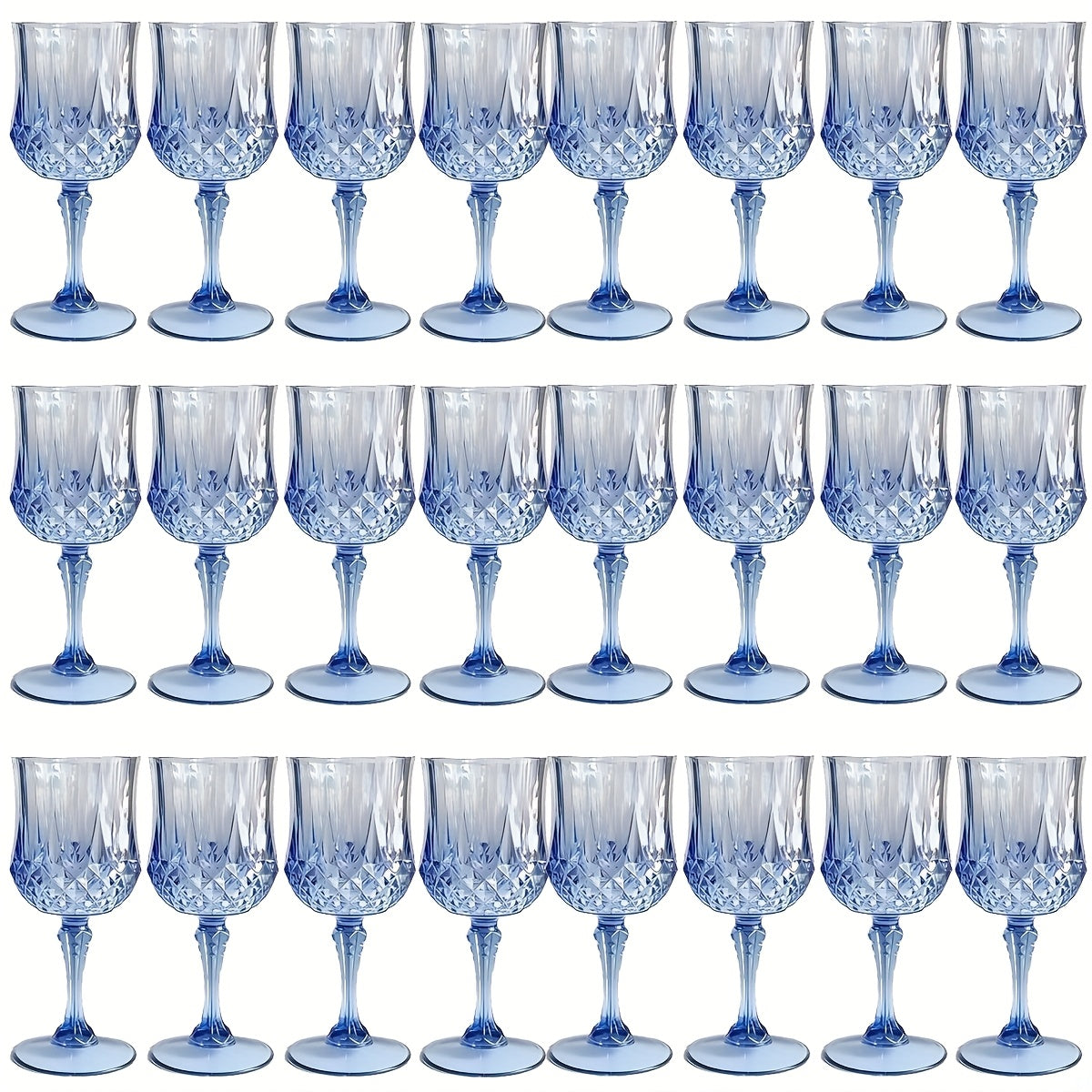 Plastic Wine Glasses 24 Pack – Colorful Shatterproof Goblets for Parties, Weddings & Events – Reusable Vintage-Style Stemmed Cups