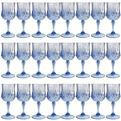 Plastic Wine Glasses 24 Pack – Colorful Shatterproof Goblets for Parties, Weddings & Events – Reusable Vintage-Style Stemmed Cups
