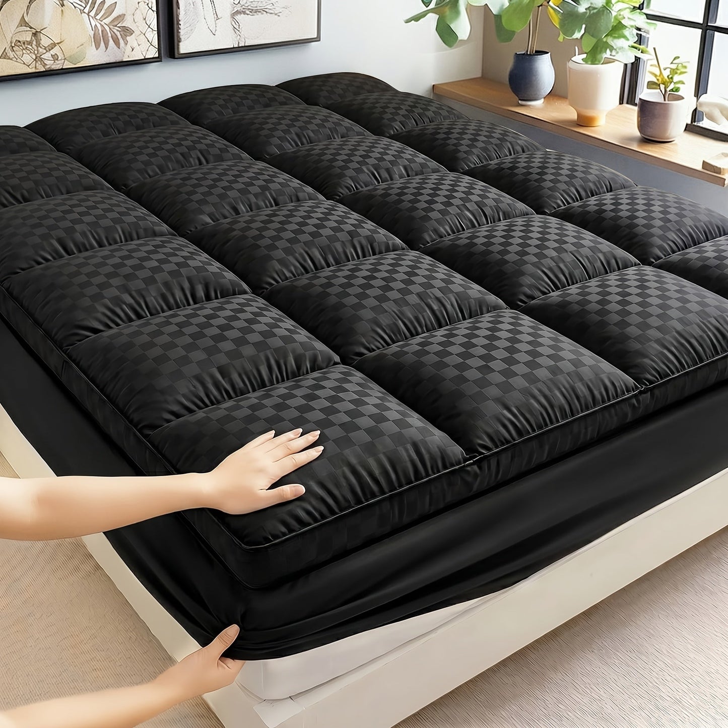Quilted Mattress Pad Soft Mattress Protector | Machine Washable 500GSM 100% Polyester Deep Pocket 8-12 Inch Fitted Bed Cover Twin Full Queen