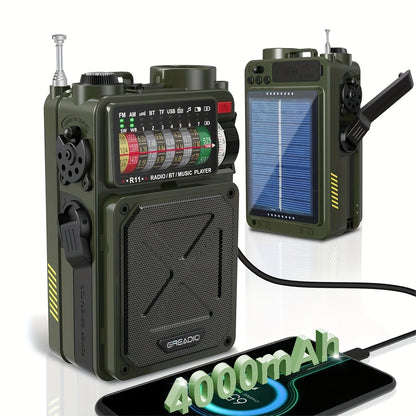 Digital Shortwave Emergency Radio 4000mAh Solar Hand Crank, AM/FM/SW/NOAA Weather Alert, 5W Speaker