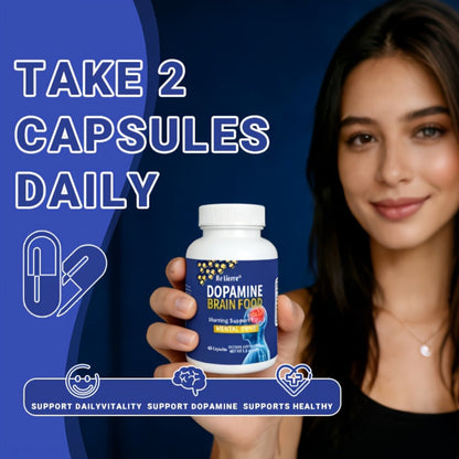Magnesium Glycinate Brain & Sleep Capsules, Dopamine Support Nootropic Formula, Focus Mental Clarity Mood & Restorative Sleep