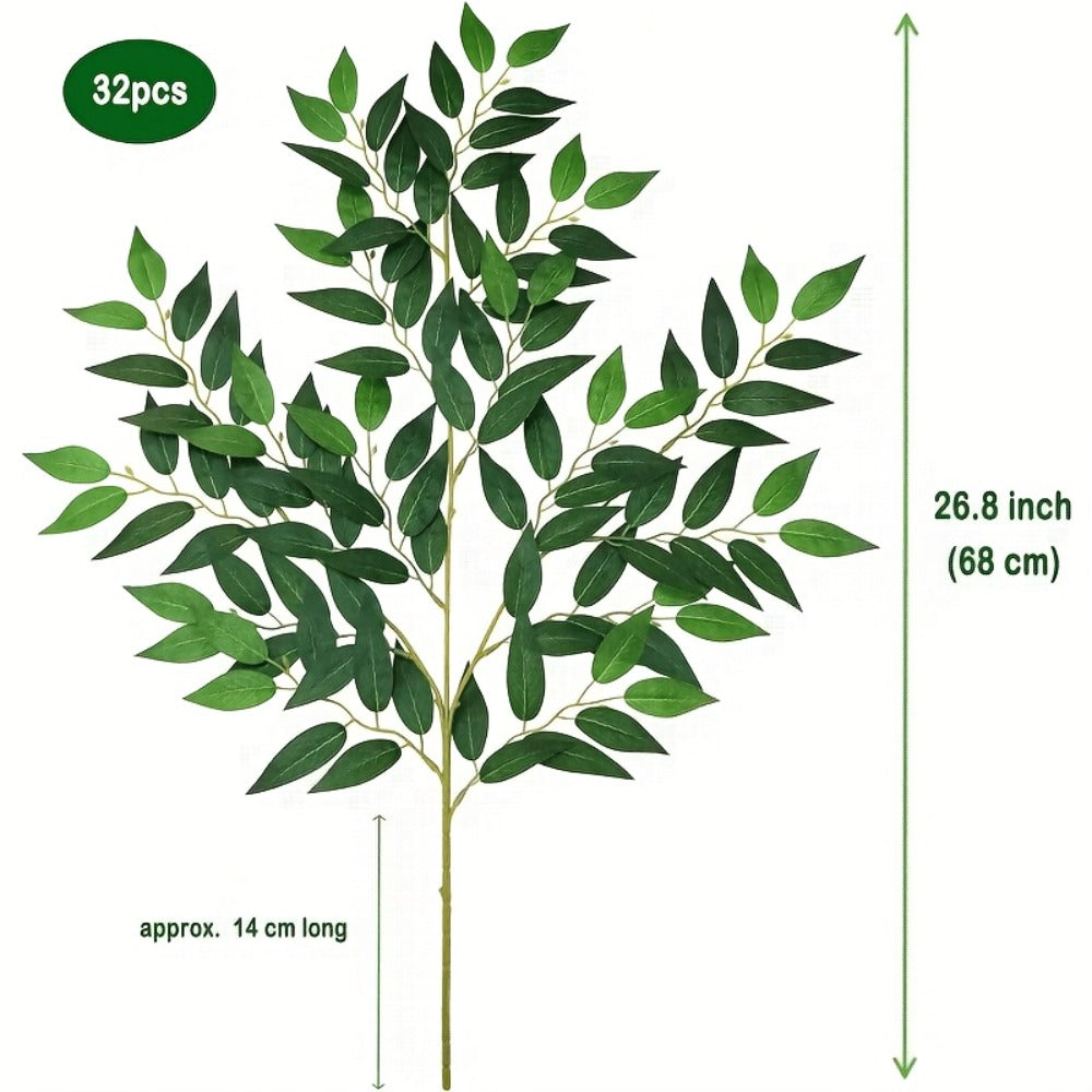 Artificial Italian Ruscus Greenery Stems 27.6" – Faux Green Leaf Spray for Wedding Arch, Bouquet Filler, Table Centerpiece & Home Decor |