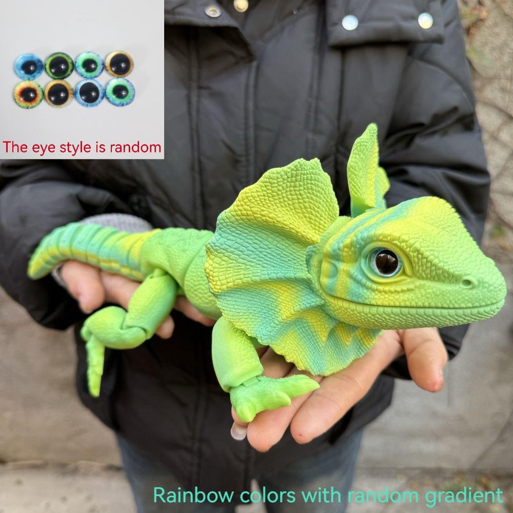 Frilled Neck Lizard Figurine 3D Printed, Large Umbrella Lizard Animal Sculpture 8 Color Styles