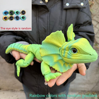 Frilled Neck Lizard Figurine 3D Printed, Large Umbrella Lizard Animal Sculpture 8 Color Styles