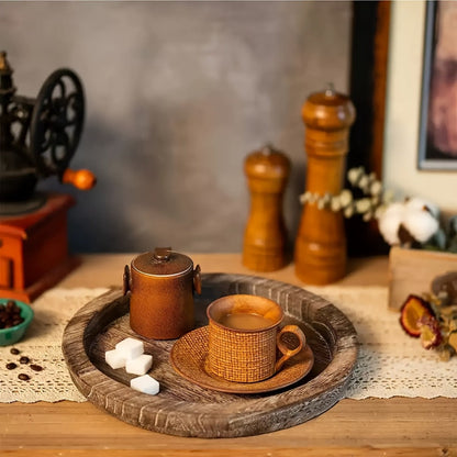 Decorative Tray for Coffee Table – Round Wave-Shaped Centerpiece Tray for Living Room, Dining Room, Kitchen Counter, Bathroom