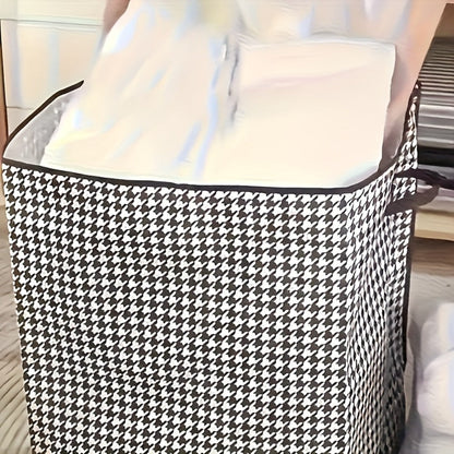 Oversized Storage Bin with Lid & Handles | Clothes Blanket Organizer Box, Dust-Proof Compartment Bucket, Under-Bed Travel Basket