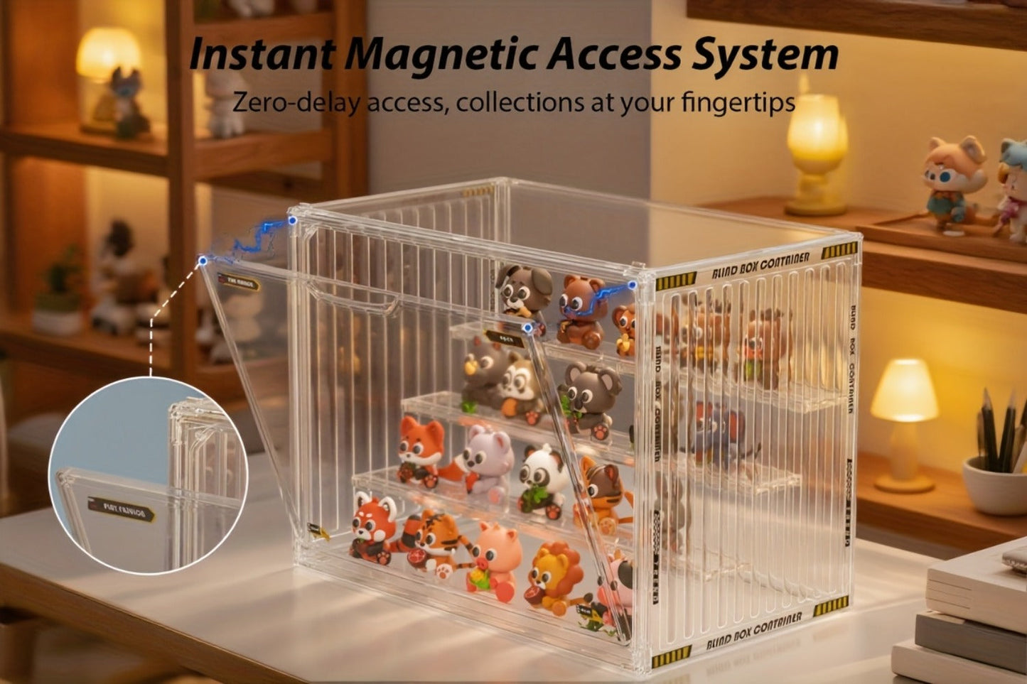 4-Tier Acrylic Figure Display Case with Magnetic Design – Clear Collector Showcase Box for Action Figures Dolls Funko Pop Anime Desktop