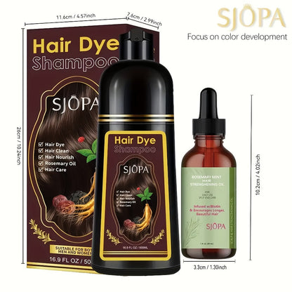 Hair Dye Kit 3-in-1 Color Shampoo with Rosemary Oil 500ml - Natural Safe No Ammonia Quick for Bath Time, Home Spa and Personal Care
