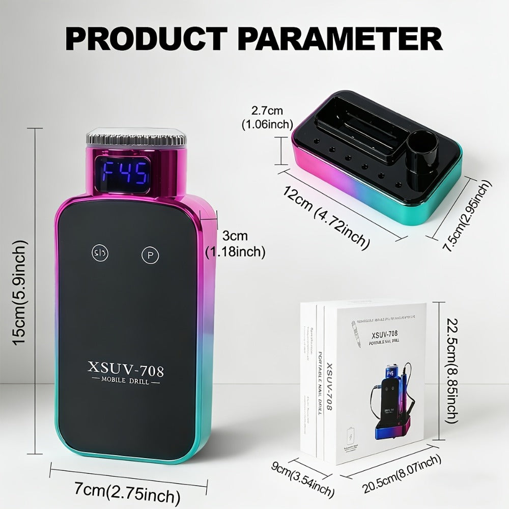 45000RPM Cordless Nail Drill Machine, Rechargeable Professional Electric Efile for Acrylic & Gel Nails