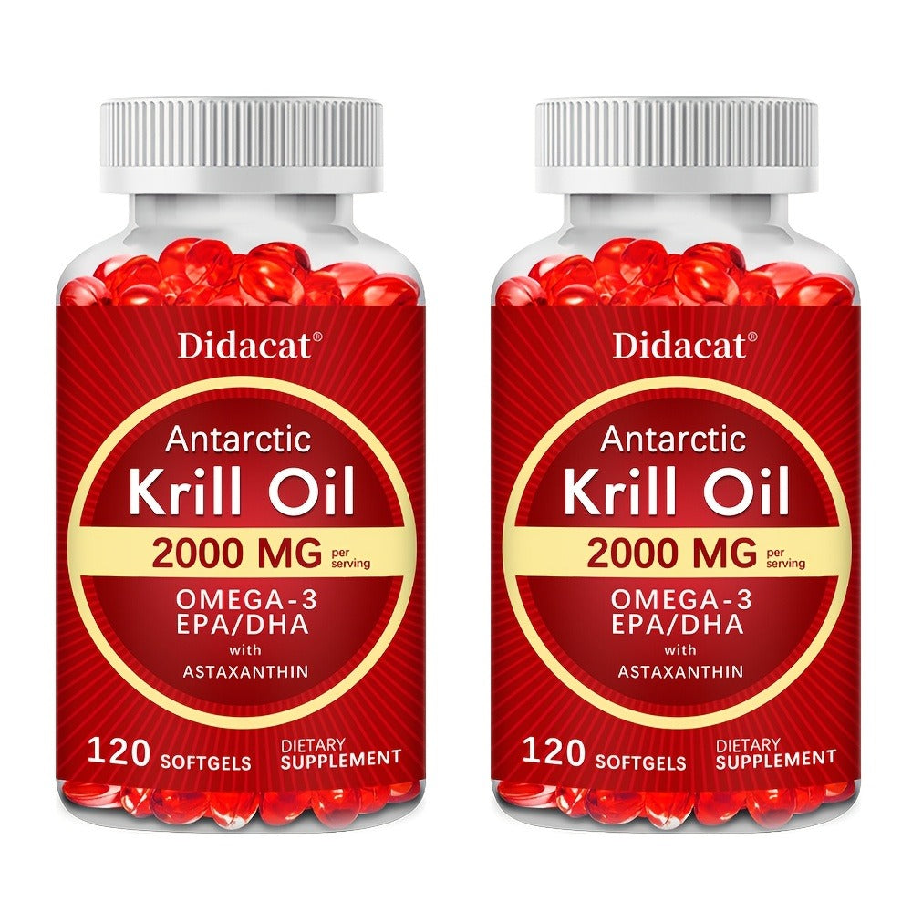 Antarctic Krill Oil 2000mg Per Serving 120 Softgels with Omega-3, EPA & DHA for Brain, Heart, Joint & Eye Health