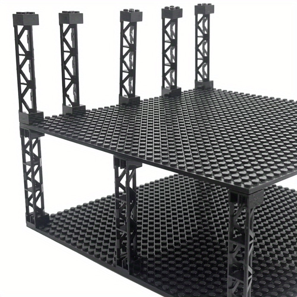 2x2x10 Pillar Support Bricks 20pcs Black – LEGO-Compatible Column Rod Blocks for MOC City Train Girder Military Architecture Builds
