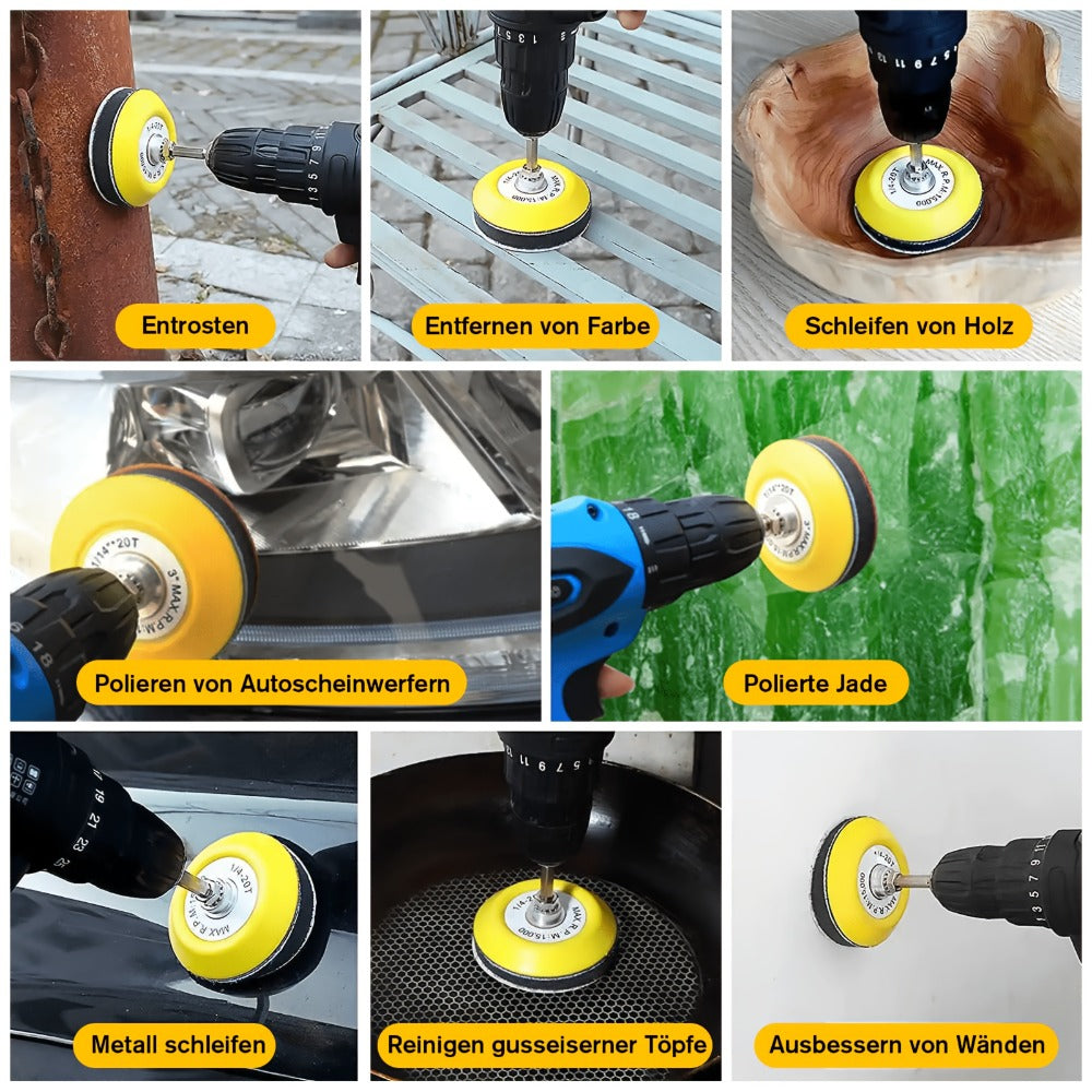 Sanding Disc Drill Polishing Kit 133PCS 3 Inch Hook and Loop Wet Dry Sandpaper Buffing Pads for Car Headlight Restoration Wood Metal Glass