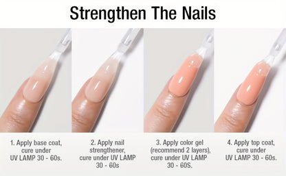 Gel Nail Polish 4-Piece Base and Top Coat Set with Glossy, Matte, Base and Strengthener Gels for UV/LED Soak-Off Use