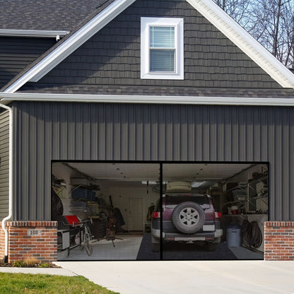 Garage Screen Door Magnetic Closure Mesh Screen for 2-Car Garage, Hands-Free Walk-Through, Weather Resistant Pest Proof Bug Barrier