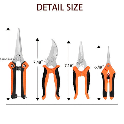 Gardening Pruning Tool Set 8 Piece Stainless Steel, Pruning Shears Scissors Pliers Handle with Wiping Cloth
