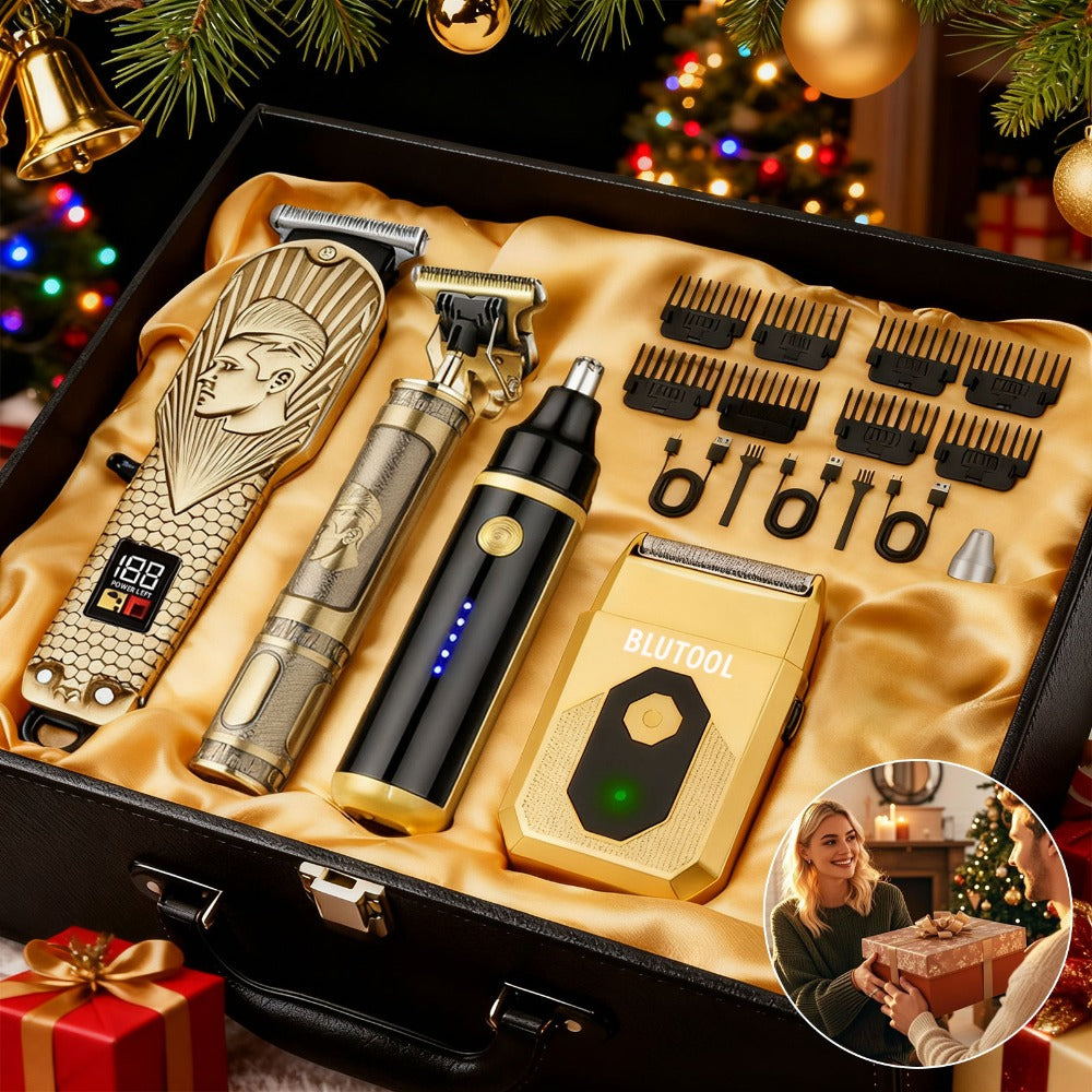 USB Precision Hair Clipper Set for Men, Wireless Electric Clippers & Nose Trimmer Shaver for Everyday Face, Beard and Body Grooming