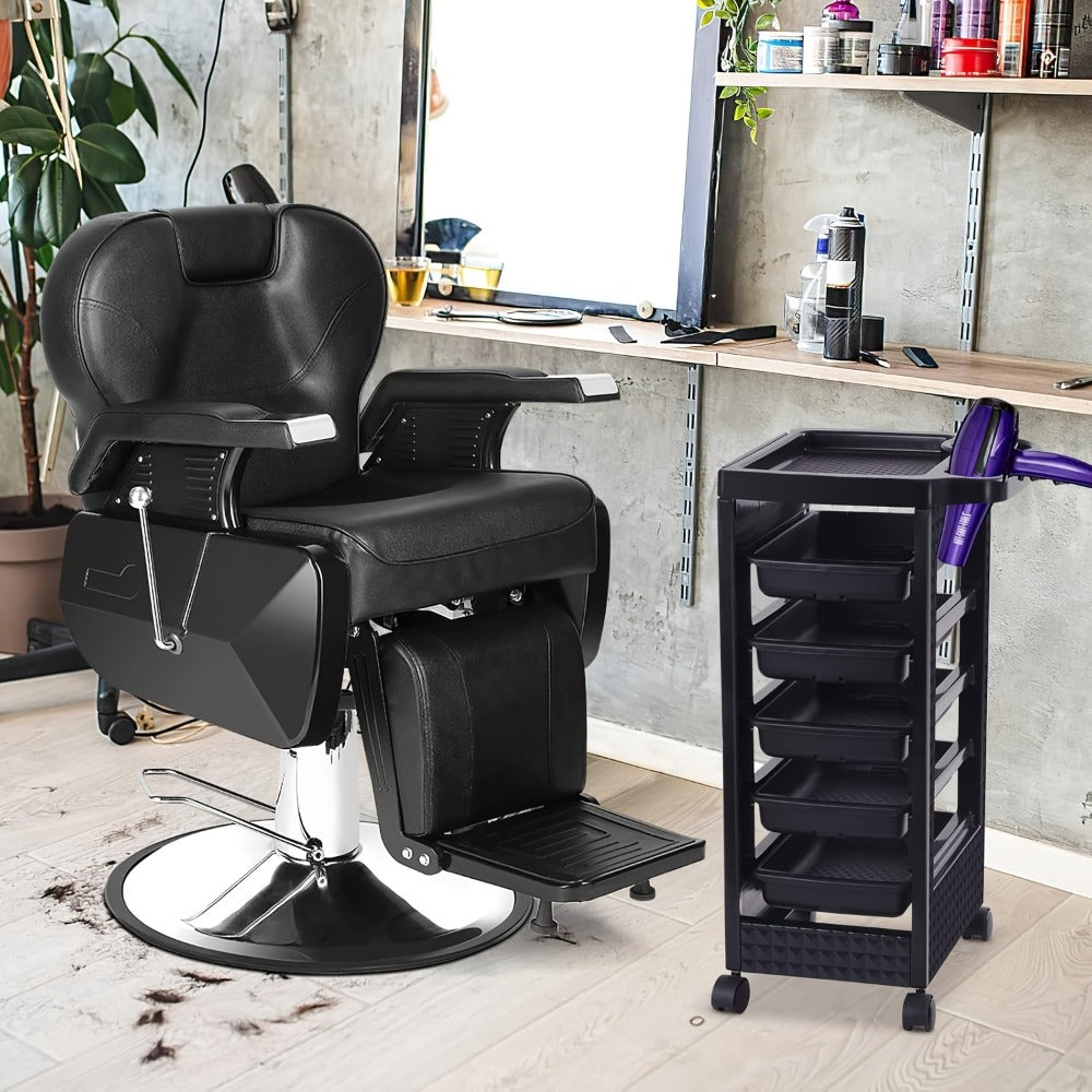 5-Drawer Salon Trolley Cart on Wheels – Professional ABS Rolling Beauty Storage Organizer for Hair Stylist Barber Spa Nail Tattoo Studio