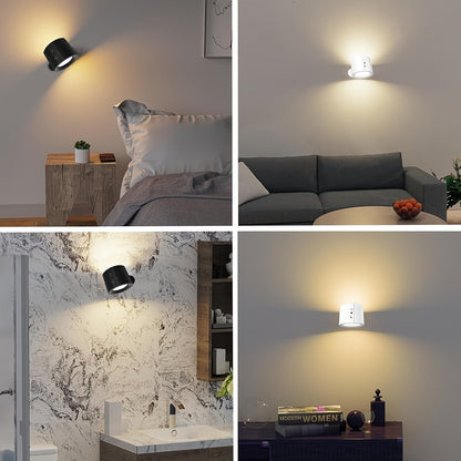 USB Rechargeable LED Wall Light 2 Pack, 360° Rotating Magnetic Ball Touch Control Reading Lamp with 3 Color Temps