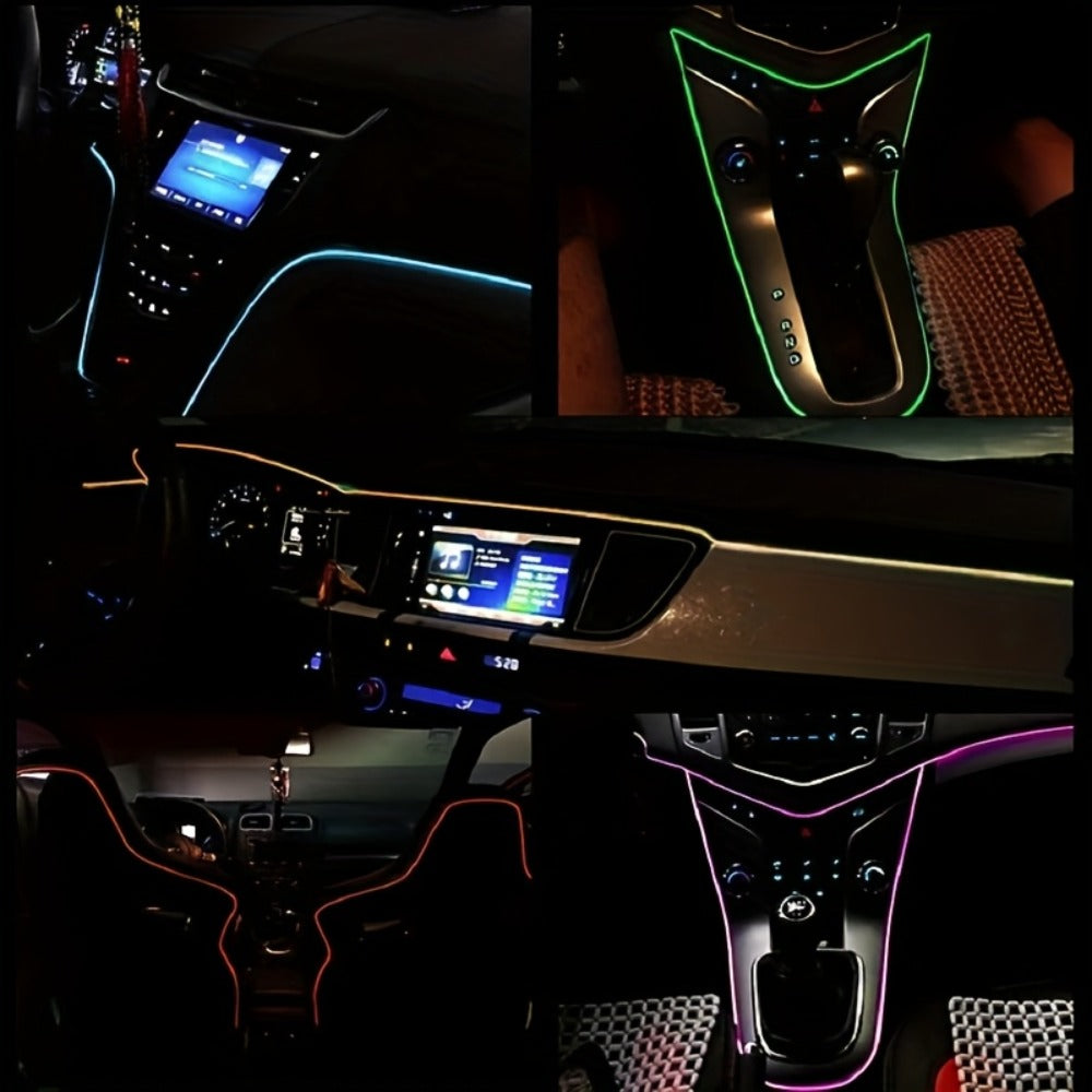 Three-Meter Fiber-Optic Car Interior Ambient Light Strip with App, Remote and Music-Sync Controls