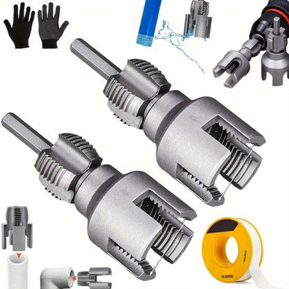 Pipe Thread Cutting Tool, High-Speed Steel Electric Drill Compatible PVC & Steel Pipe Threader