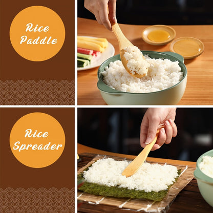 Sushi Making Kit 22-in-1 with Bamboo Rolling Mats Chef Knife Triangle Nigiri Gunkan Molds Chopsticks Beginner Guide