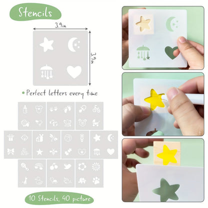 Wooden Block Stacking Game Party Kit 51pcs 30pcs – Baby Shower Tumbling Tower Decoration Sign Set Classic Flower Greenery Fox Bear Style No
