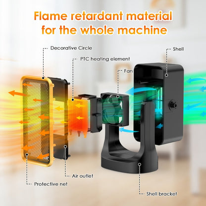 Portable PTC Ceramic Electric Space Heater - Fast Heating, Quiet Operation, Thermostat Control, 3 Fan Speed Settings