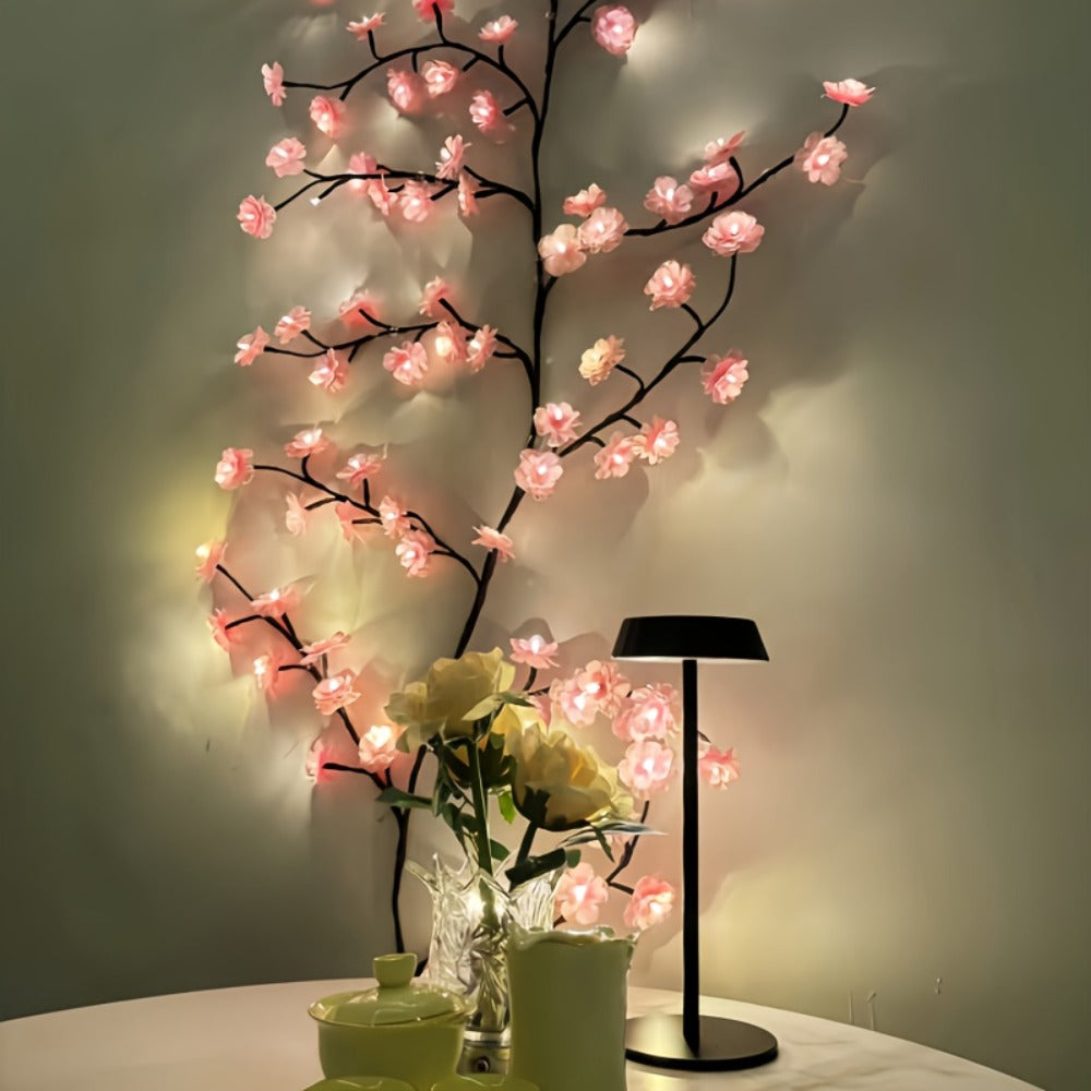 String Lights, Cherry Blossom Branch Chandelier with USB Power, Eight Modes and Four LED-and-Length Options