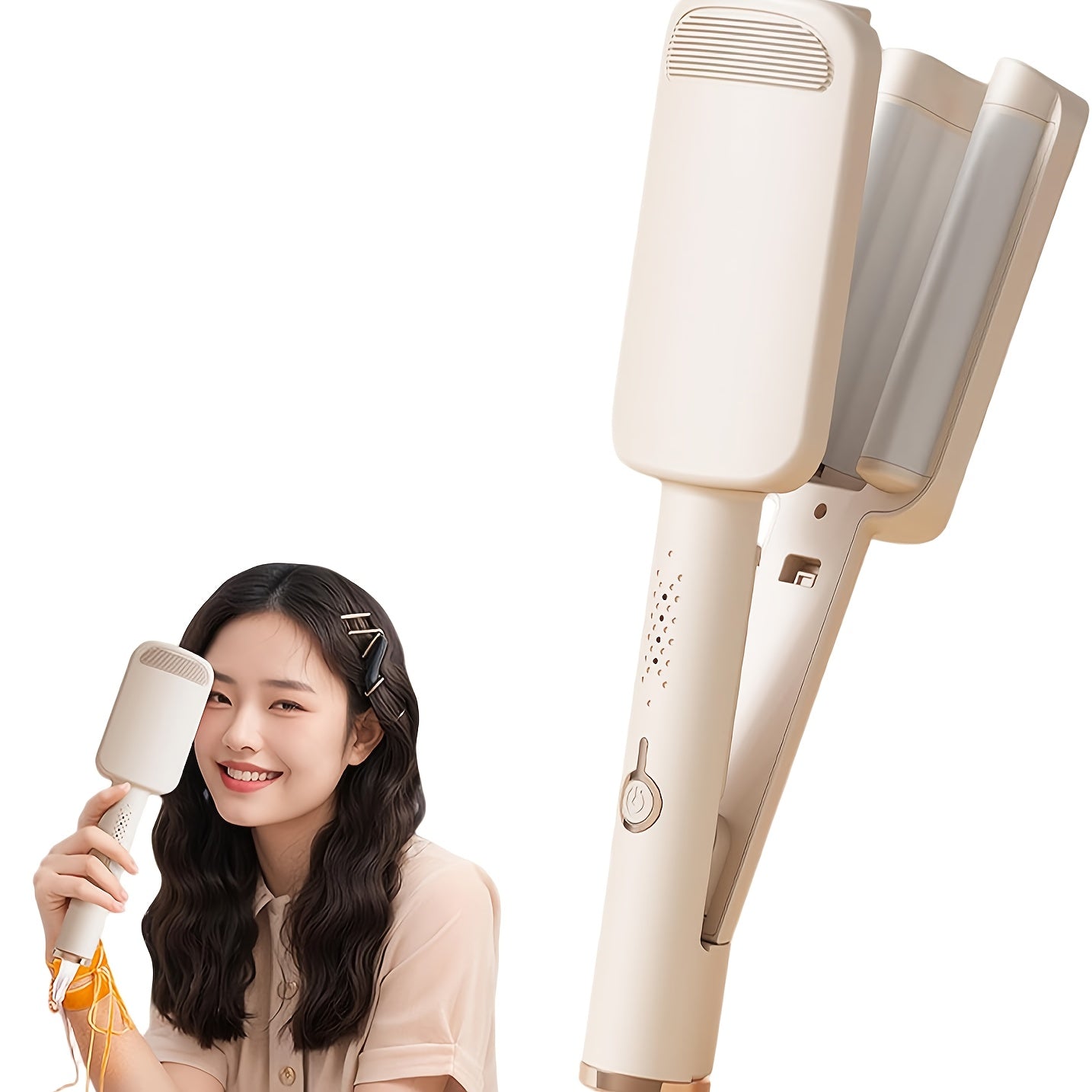 Hair Curling Iron 1.25 Inch - Beach Wave Curling Wand with Dual Voltage, Deep Wave Barrel, Anti-Frizz Ceramic Coating