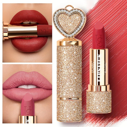 Matte Lipstick Heart-Shaped Design 24H Long-Lasting Velvet Finish – Transfer-Resistant Highly Pigmented Buildable Lip Color