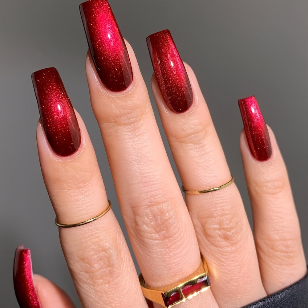 Glitter Gel Nail Polish Set 6pcs Metallic Sparkle – Liquid Glitter Soak-Off Gel in Red & Purple, LED Curable High-Shine Nail Art Kit 0.24oz