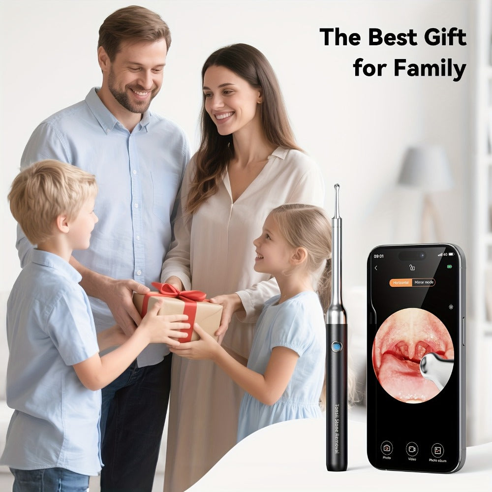 Intelligent Visual Tonsil Stone Removal Kit – 1080P HD Camera, 6 LED Lights, Wi-Fi & App Connection, Multi-Accessory Oral Inspection Tool