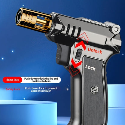 Pistol-Grip Refillable Butane Torch Lighter with Straight Flame in Black, Gold or Silver Finishes