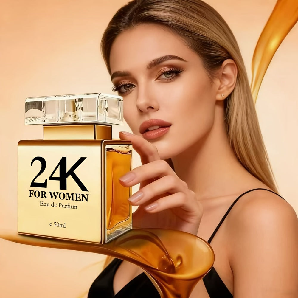 Perfume for Women in 24K-Labeled Gold-Tone Rectangular Bottle with Eau de Parfum Spray Gift Presentation