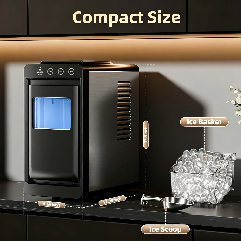 Countertop Ice Maker – 26 Lbs in 24 Hours, Selectable Ice Size, Internal Lighting, Self-Cleaning Portable Ice Machine with Basket & Scoop